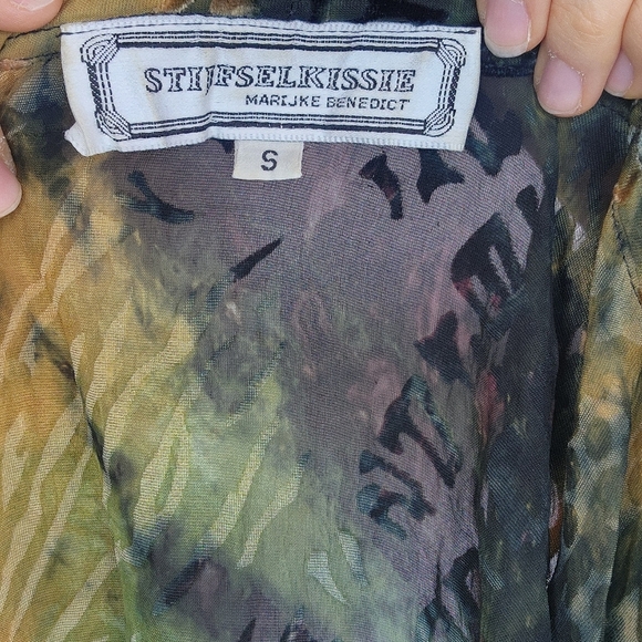 Vintage Mulitcolored Eclectic Art Silk Open Kimono Size Small - Picture 6 of 7